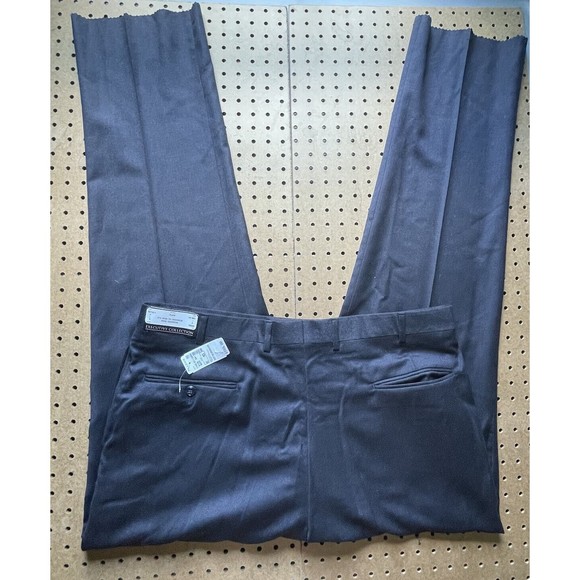 NWT Jos.A Bank Executive Wool Cashmere Pants Navy Blue 40x37 Unhemmed - Picture 4 of 10